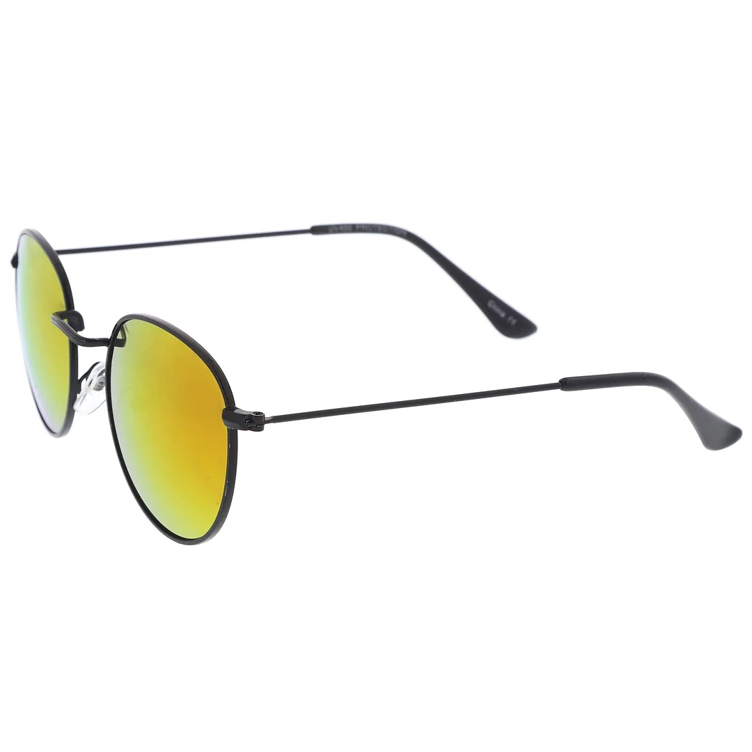 Retro Metal Frame Thin Temples Colored Mirror Lens Round glasses 50mm