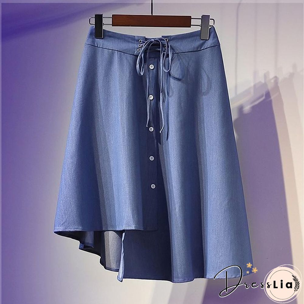 Cute Print Tee+Button Skirt P11163