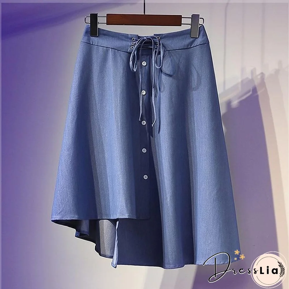 Cute Print Tee+Button Skirt P11163