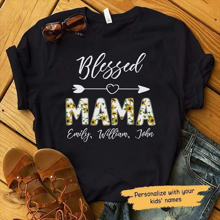 Blessed Mama Mothers Day Personalized Shirt-Annaletters