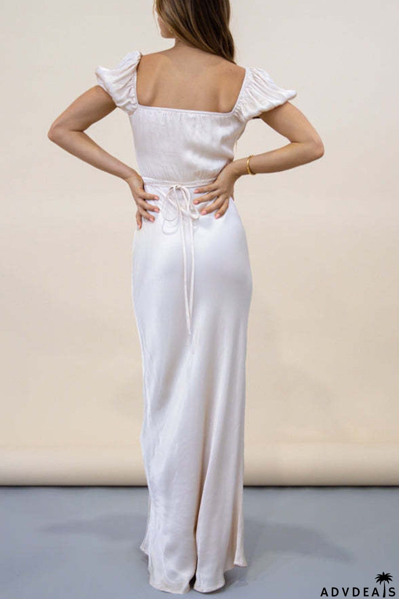 Puff Sleeve Cutout Strappy Maxi Dress