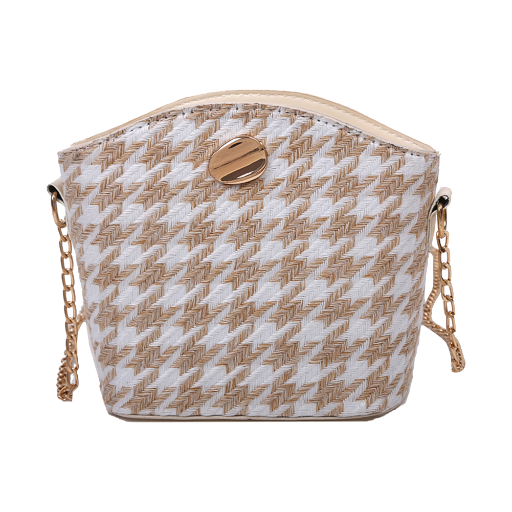 

Vintage Houndstooth Shoulder Chain Handbag Casual Women Crossbody Bag Purse, Camel, 501 Original