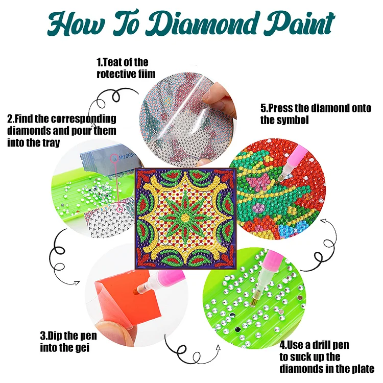 14PCS Resin Diamond Art Pen with Trays Diamond Dot Pen DIY Diamond