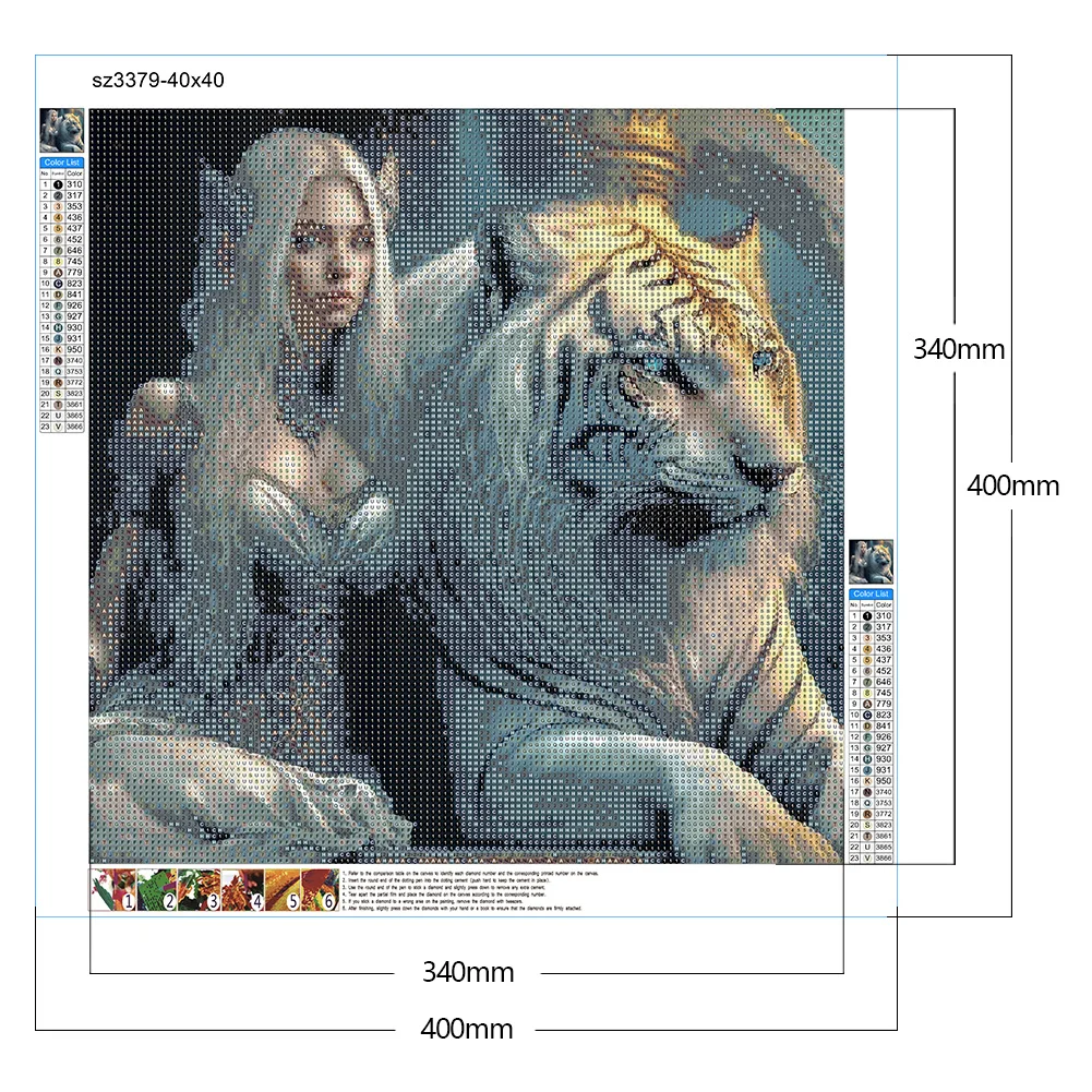 Diamond Painting - Full Round Drill - Beauty&Tiger(40*40cm)