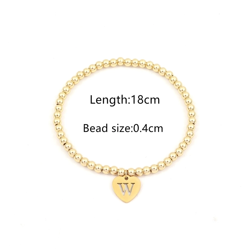 304 Stainless Steel Copper Beaded Letter Heart Shape Bracelets