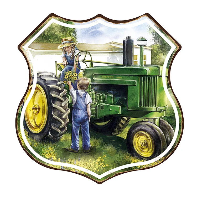 Voiture de ferme - bouclier vintage en étain signe - 11.8x11.8inch