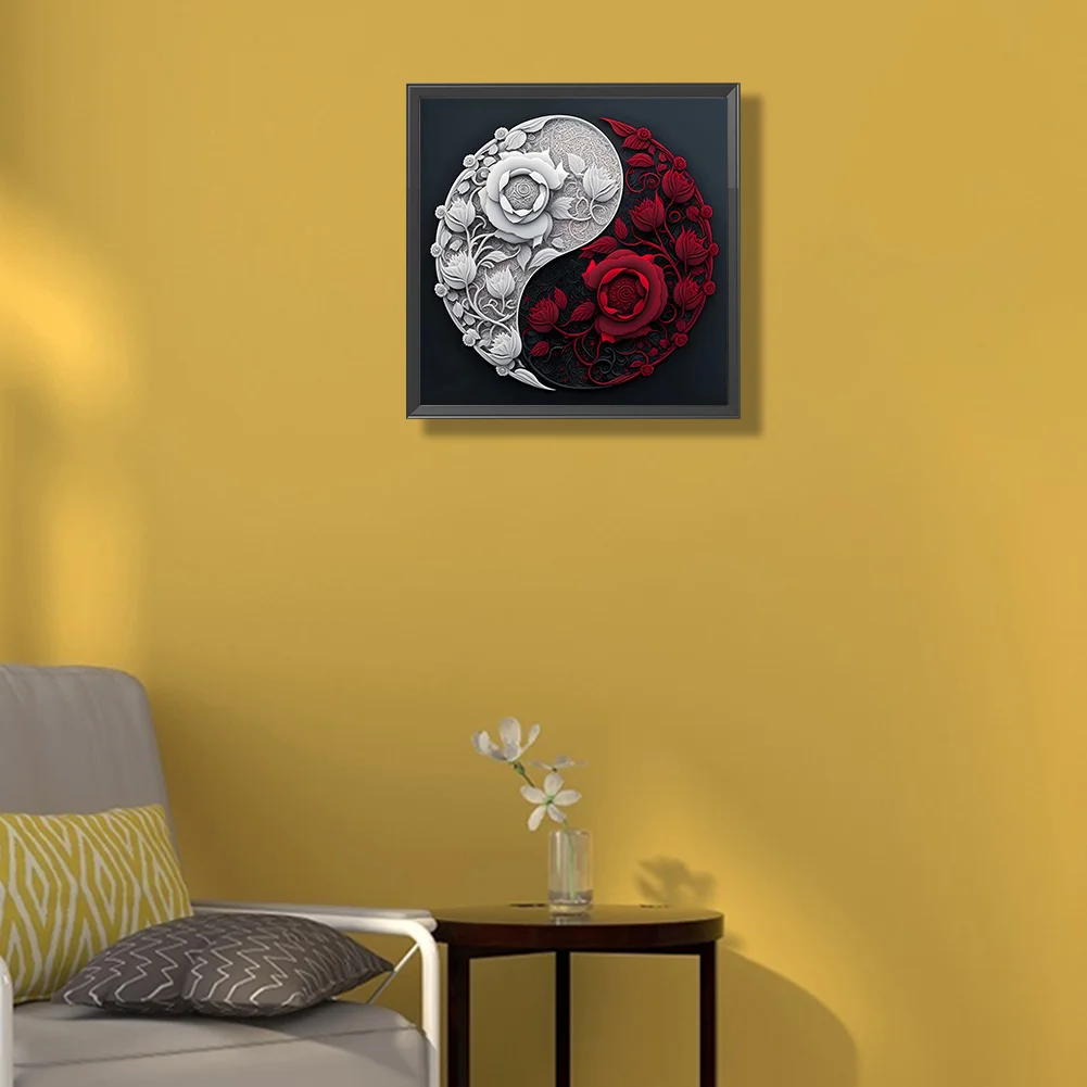 Diamond Painting - Full Round Drill - Yin Yang Flower(30*30cm)