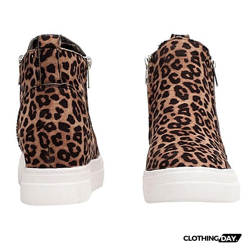 Comfortable Side Zipper Platform Wedge Heel Suede Shoes