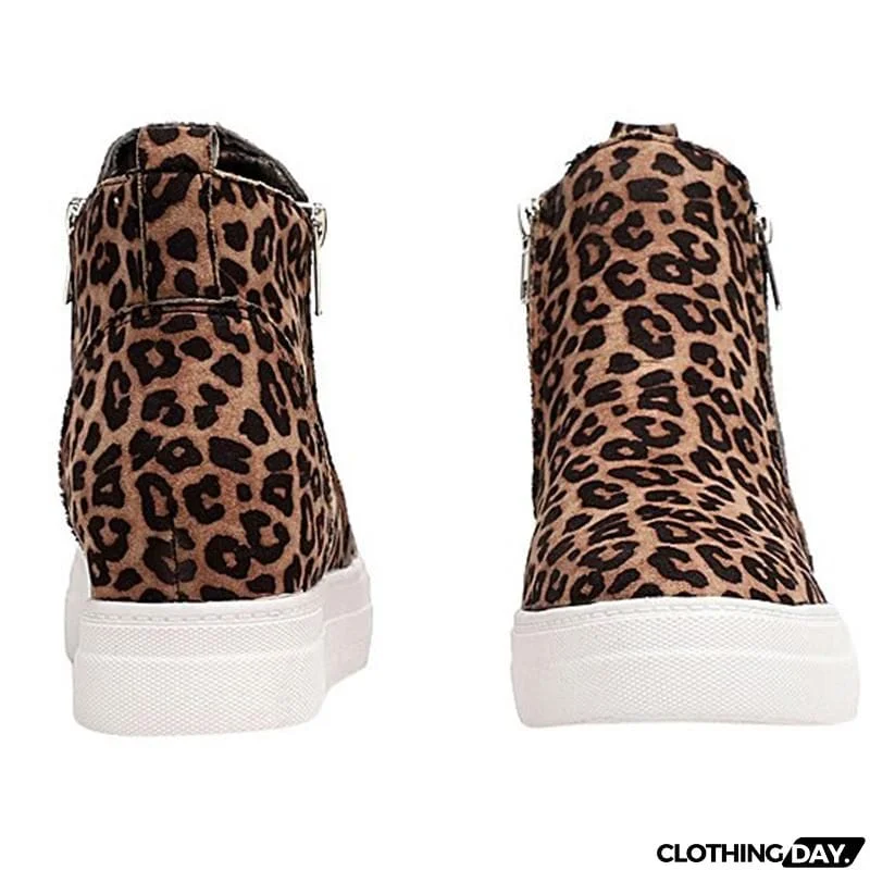 Comfortable Side Zipper Platform Wedge Heel Suede Shoes