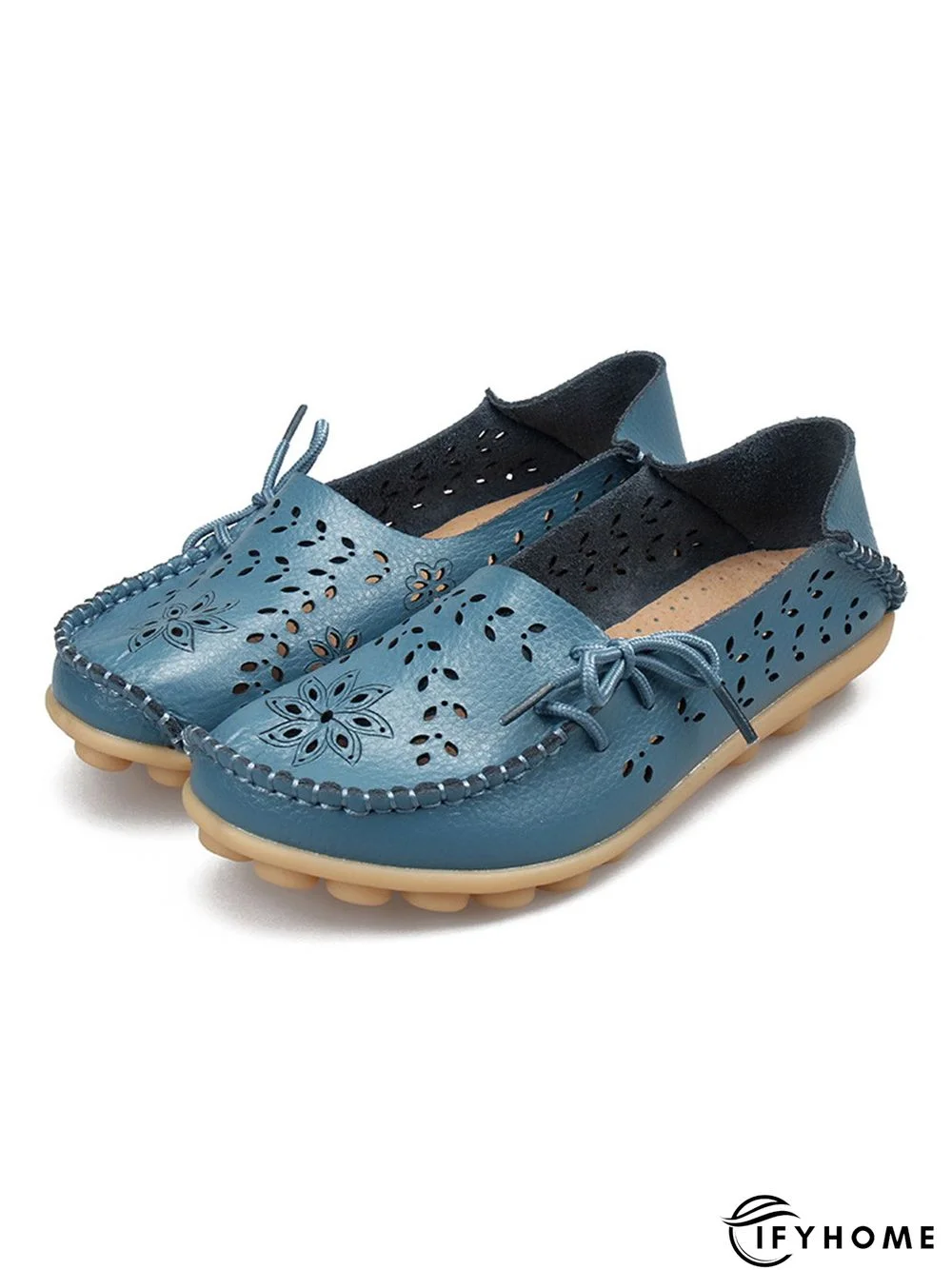 Cowhide Hollow Lace-up Portable Shoes | IFYHOME
