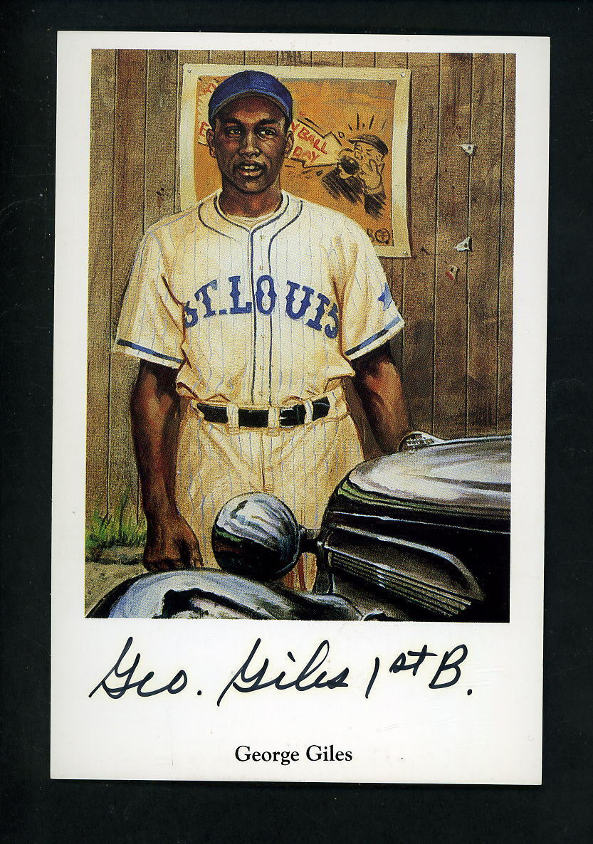 George Giles Negro League Ron Lewis Signed Autographed Photo Poster painting Postcard