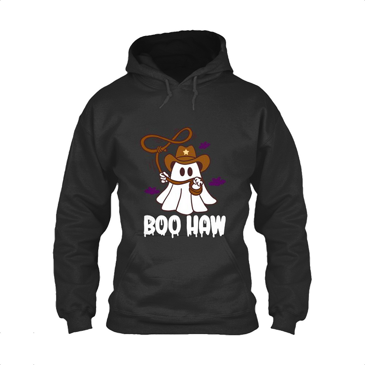Cowboy Ghost BOO HAW, Halloween Classic Hoodie