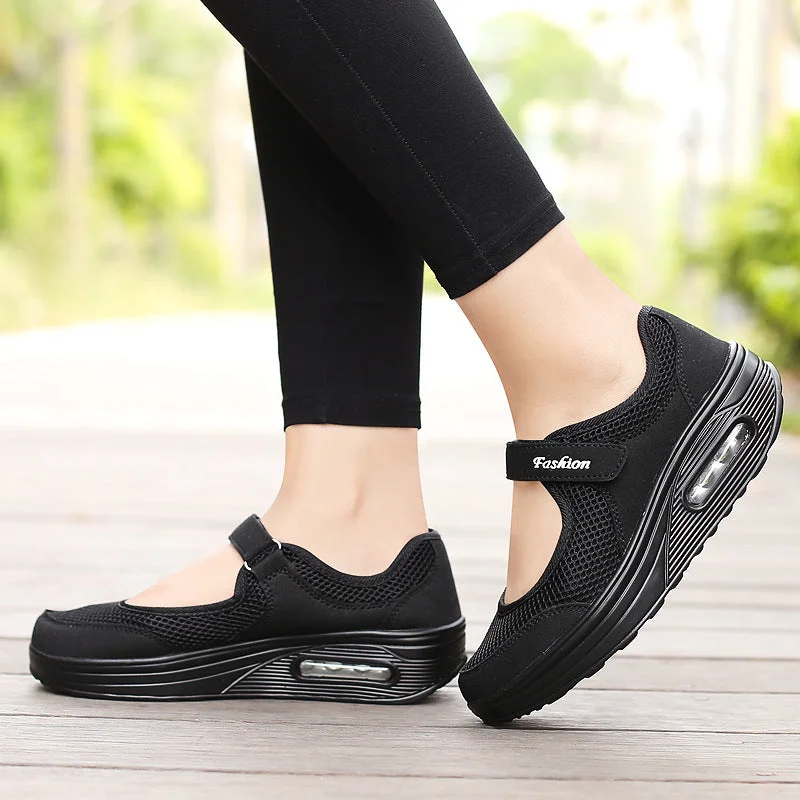  Sneakers Women Summer New Mesh Shake Shoes Large Shoes Women's Insoles 4 Colors  Sport Shoes Walking Shoes Women Black Red Grey