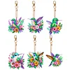 (US Local)6Pcs Double Sided Special Shaped Hummingbird Diamond Painting Keychain Decor