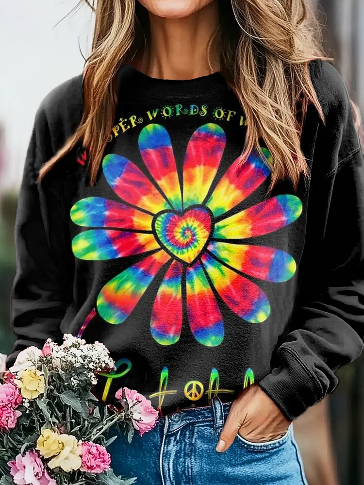 Rainbow Heart Tie-Dye Art Print Sweatshirt