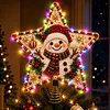 DIY Diamond Painting Wooden Christmas Tree Topper Star With Light, Double Side Drills,Holiday Tree Top Decoration with Spring Base, Removable Tabletop Christmas Decor