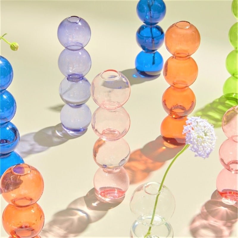 Retro Glass Spherical Colorful Vase