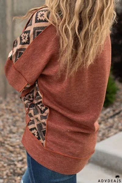 Geometric Exposed Seam Long Sleeve T-Shirt