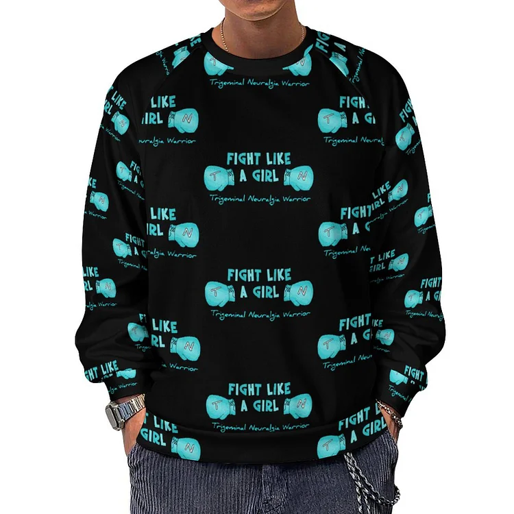 Fall and Spring Trigeminal Neuralgia Awareness Men's Terry Sweatshirt All Over Print Raglan Sleeve Crewneck Pullover for Men - Heather Prints Shirts