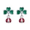 Four-leaf Clover Ladybug Stud Earrings 925 Sterling Silver