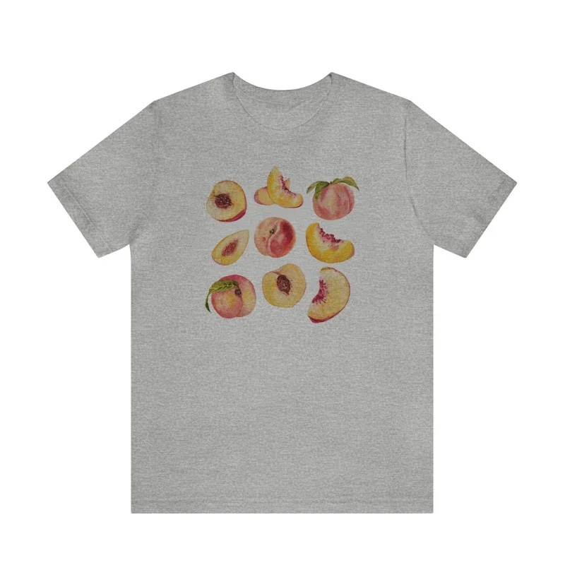 Vintage Peaches Printed Graphic Tees Women Cute T-Shirts Short Sleeve Retro Tops Clothes