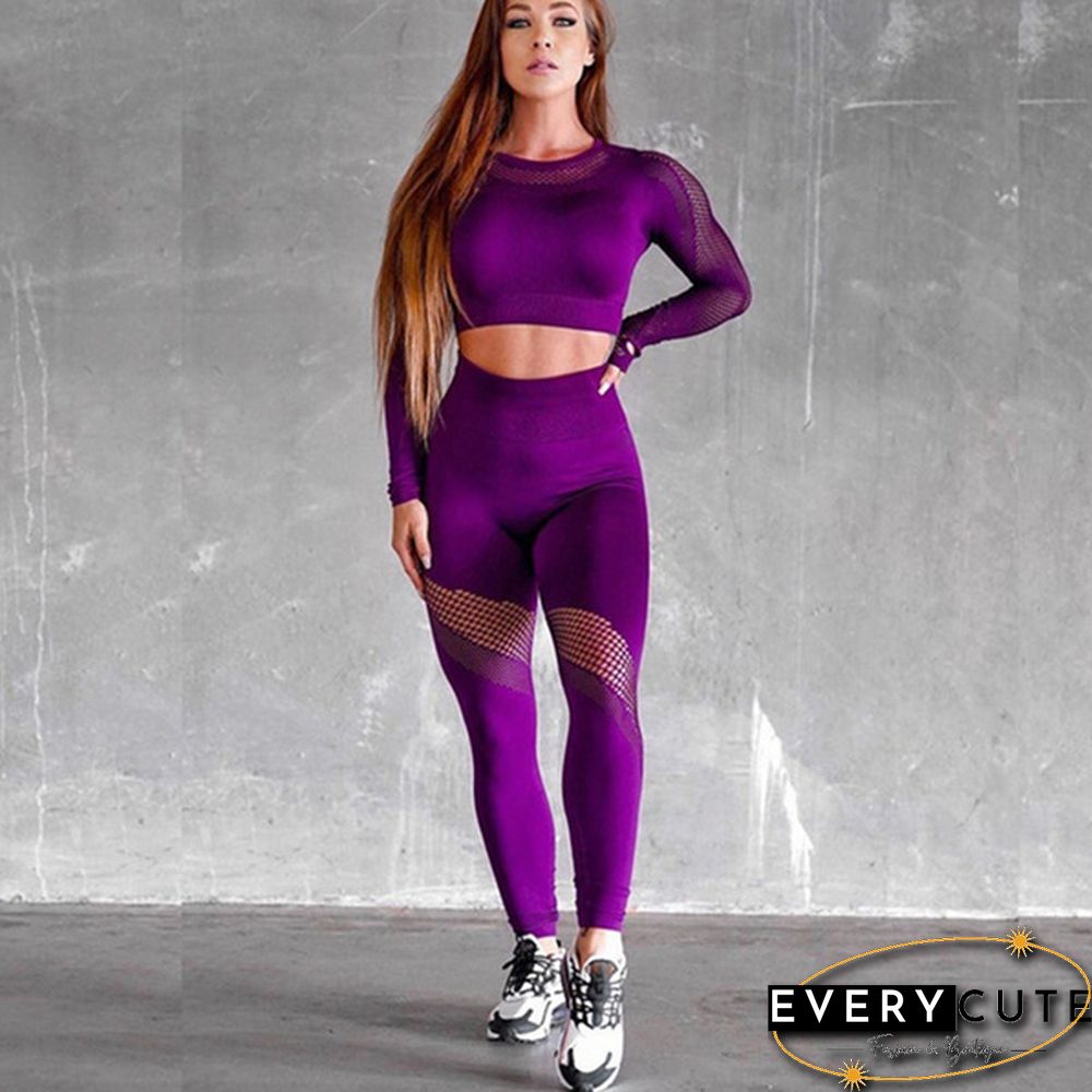 Womens Seamless Yoga Suit Activewear Long Sleeved Crop Top Fitness Leggings Christmas