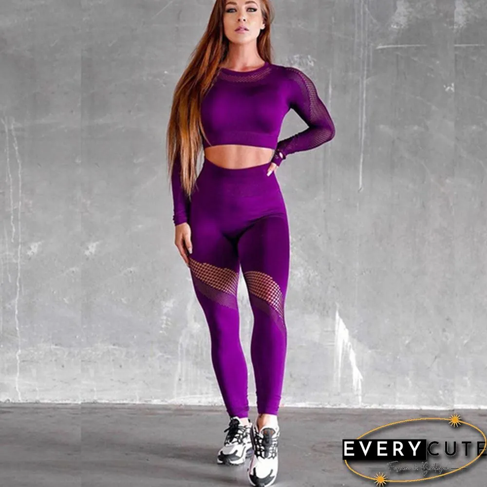 Womens Seamless Yoga Suit Activewear Long Sleeved Crop Top Fitness Leggings Christmas