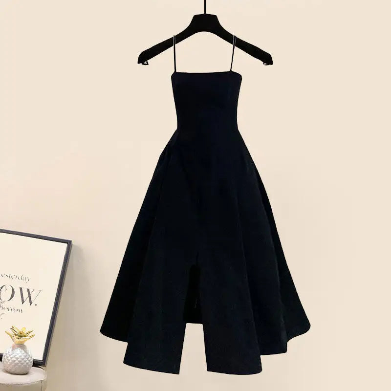Autumn and Winter Fashion Women's Set New Korean Design Knitted Sweater Casual Strap Skirt Elegant Women's Two Piece Set LANFUBEISI
