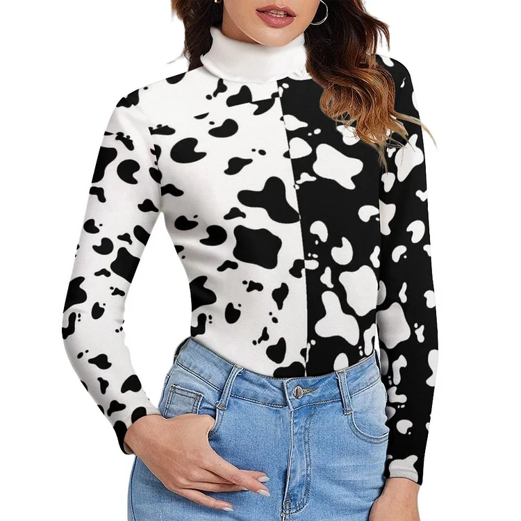 Turtleneck Two Tone Dairy Cow Pattern customized, personalized, gift