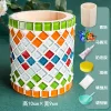 Glass Mosaic Art DIY Kit With Wood Pen Holder Square Crystal Mosaic Supplies Art Kit 