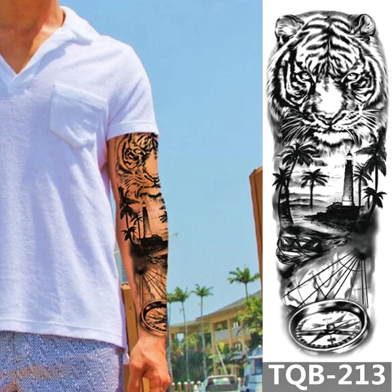 Waterproof Temporary Tattoo Sticker Totem Mechanical Full Arm Large Size Sleeve Tatoo Fake Tatto Flash Tattoos For Men Women