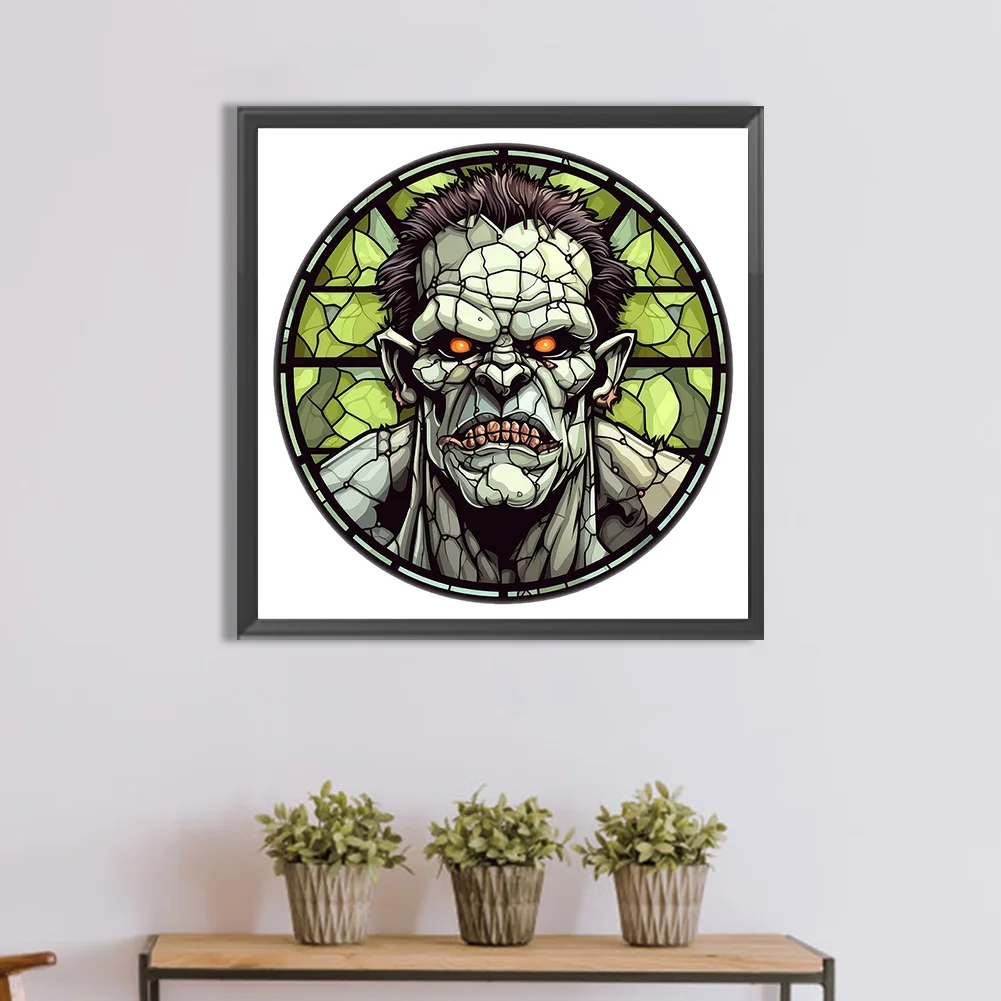 Full Round Diamond Painting 30*30cm - Halloween Glass Painting