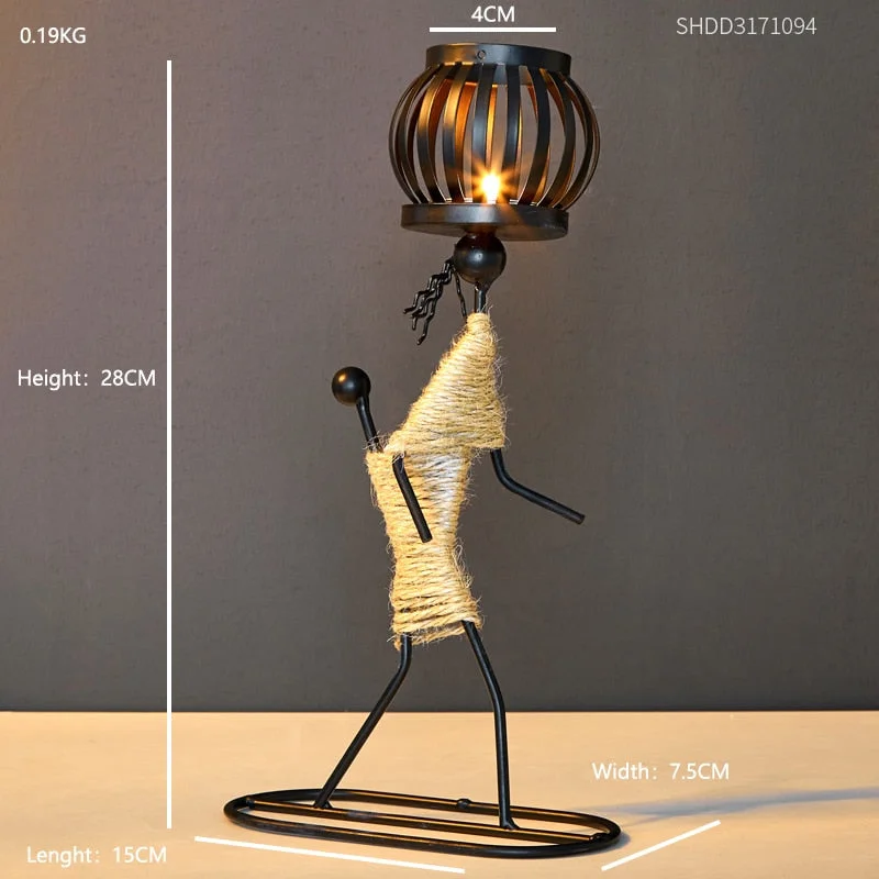 Retro Home Decoration Accessories Creative Candle Holder Iron Kitchen Restaurant Romantic Candlestick Halloween Bar desk decor