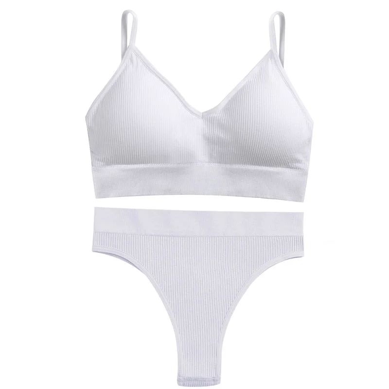 Womens Seamless Push Up Bra Sets Ladies Ultrathin Underwear Backless Vest Sexy Bikini Pad Bralette Lingerie Briefs Intimates