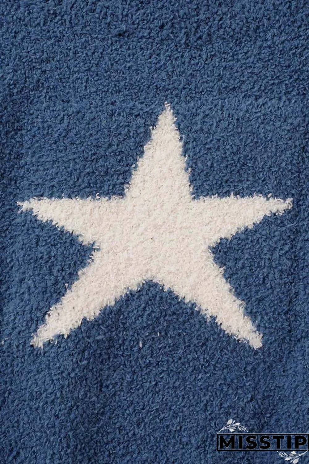 Blue Casual The stars Patchwork O Neck Tops