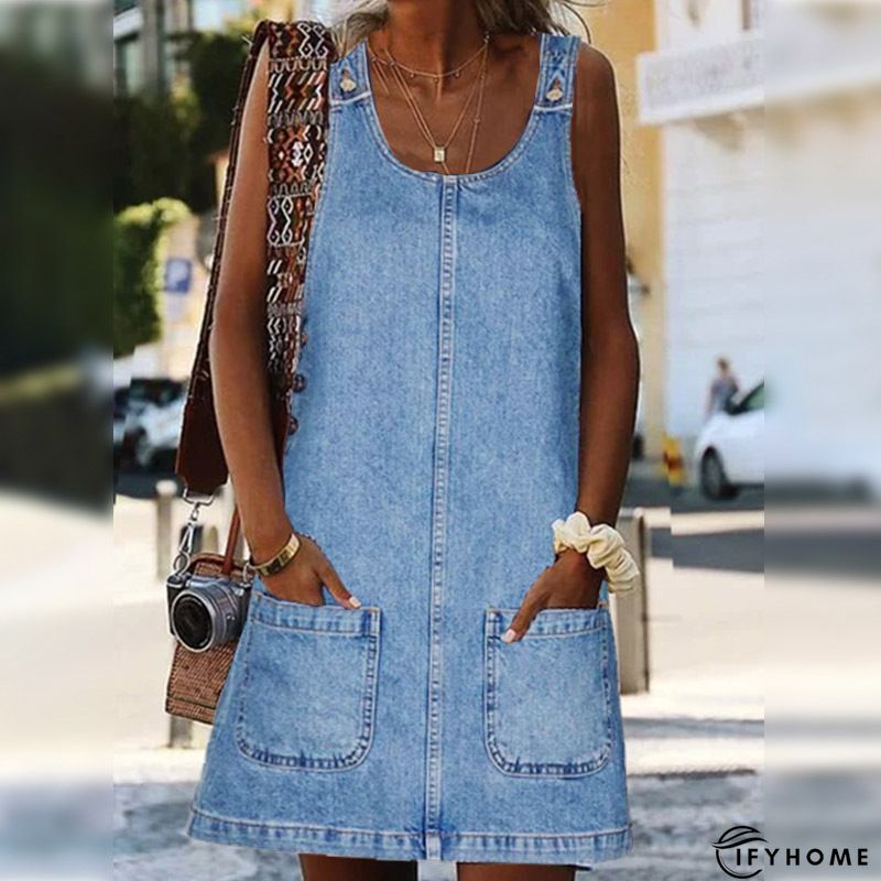 Casual Dress Shift Denim Shirt Mini Basic Modern Outdoor Daily Vacation Split neck button | IFYHOME
