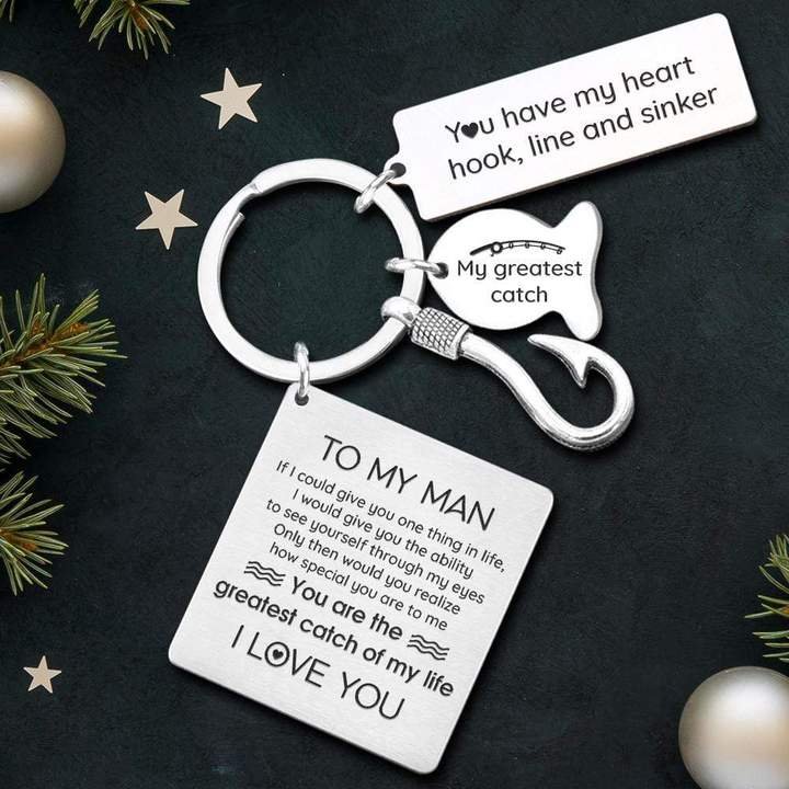 Fish Hook Keyring Fishing To My Man You Are The Greatest Catch Of My Life