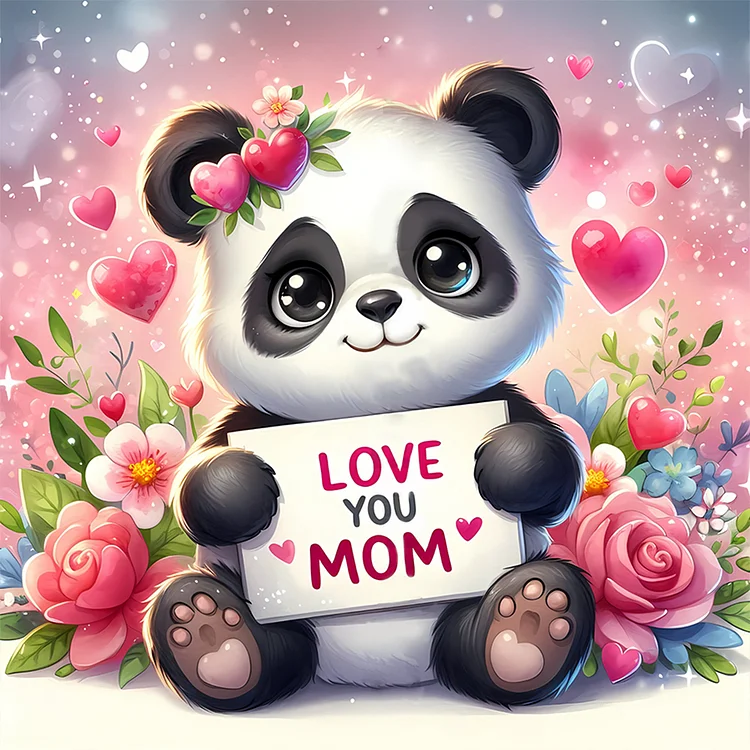 Mother'S Day Panda Congratulations - Painting By Numbers - 40*40CM gbfke