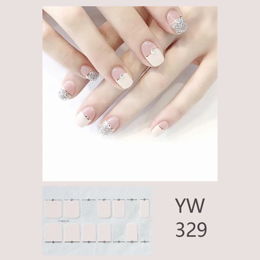 2020  Wraps Decal Faux Ongles Nail Art Decoration Korea Japan Style Nail Stickers  False Nail Tips Full Cover Nail Strips 1pc