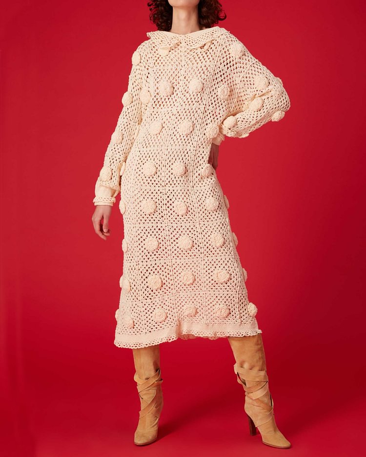 Crochet Long Sleeves Midi Dress