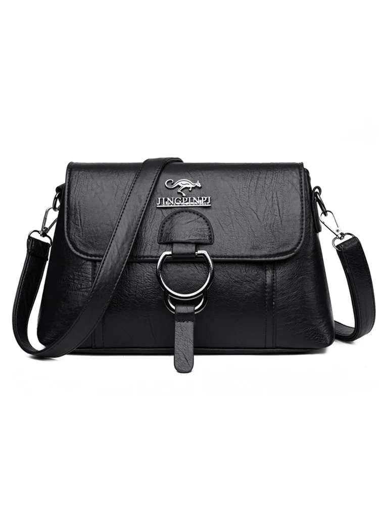 Vintage Buckle Flap Utility Crossbody Bag