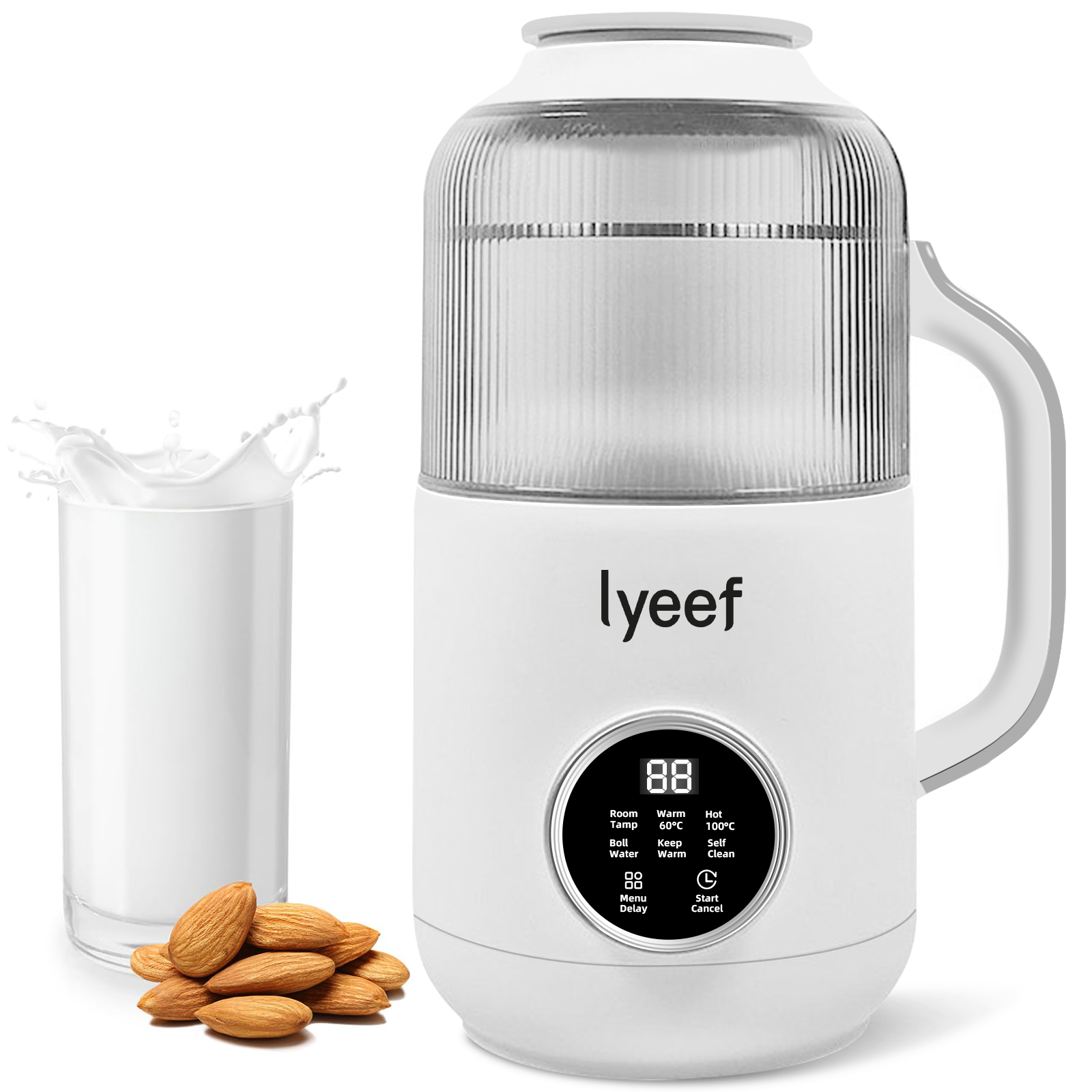 【2024新品】Lyeef 小叶隔音防溢罩豆浆机 800ml 白色 适合2-4人 小型家用破壁机搅拌机