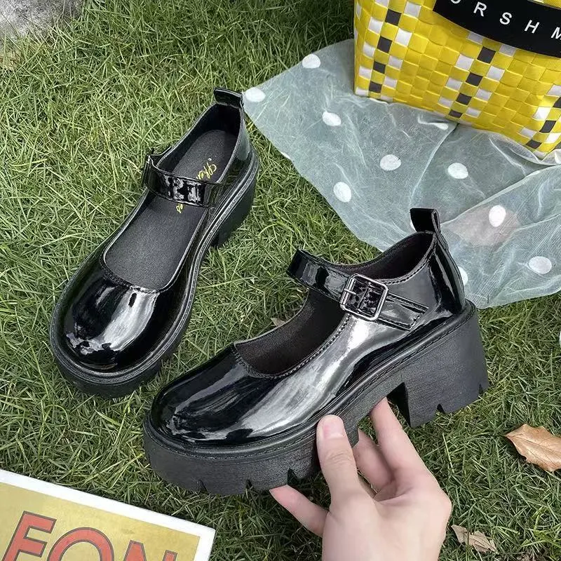 Breakj Breakj And Summer 2025 JK Uniform Shoes To Increase The Thick Bottom Of The Student Mary Jane High-Heeled Retro Single Shoes English