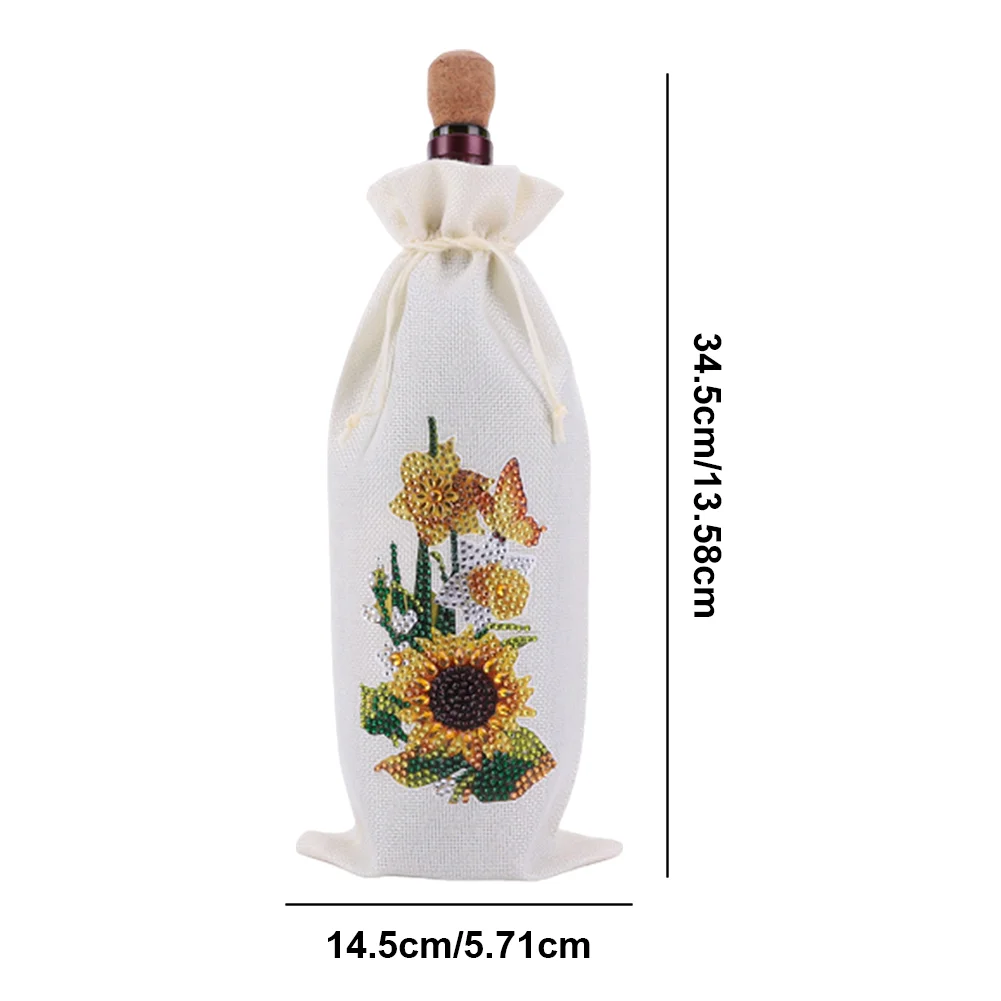 4pcs DIY Diamond Painting Wine Bag Kit Rhinestones Liquor Bottle Cover (Flower)