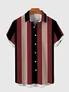 Plaid Series Multi-Color Vertical Stripes Color Matching Men's Short Sleeve Shirt