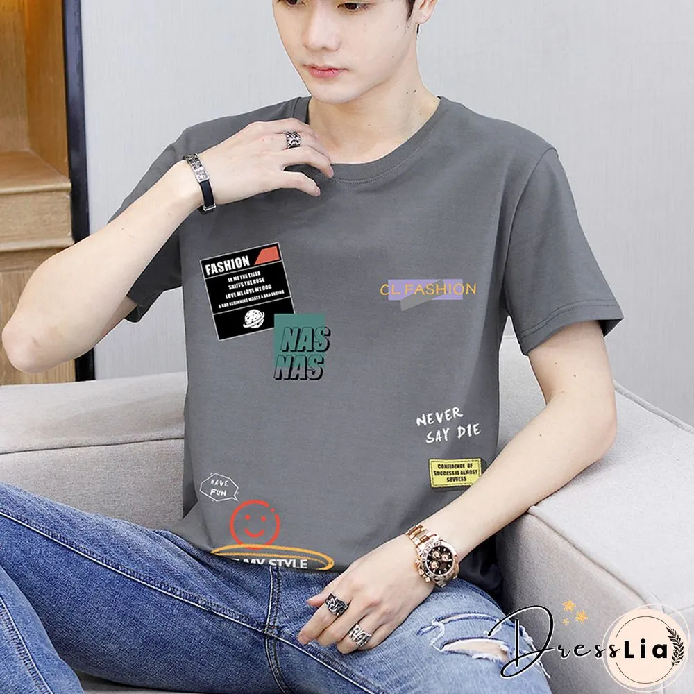 New Casual Summer 100% Cotton O-Neck T-Shirt Outwear Short Sleeve Tees Large Size M-4Xl Tshirt Youth Hip Hop Tops Clothing