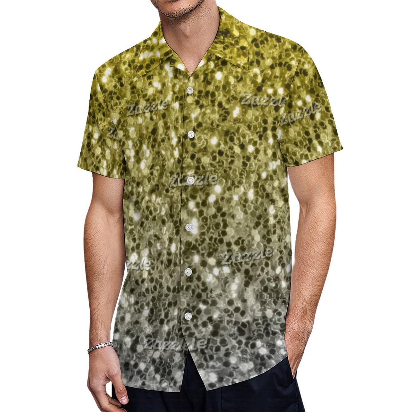 Dark Ultimate Gray Yellow Sparkles Ombre Hawaiian Shirt Mens Button Down Plus Size Tropical Hawaii Beach Shirts