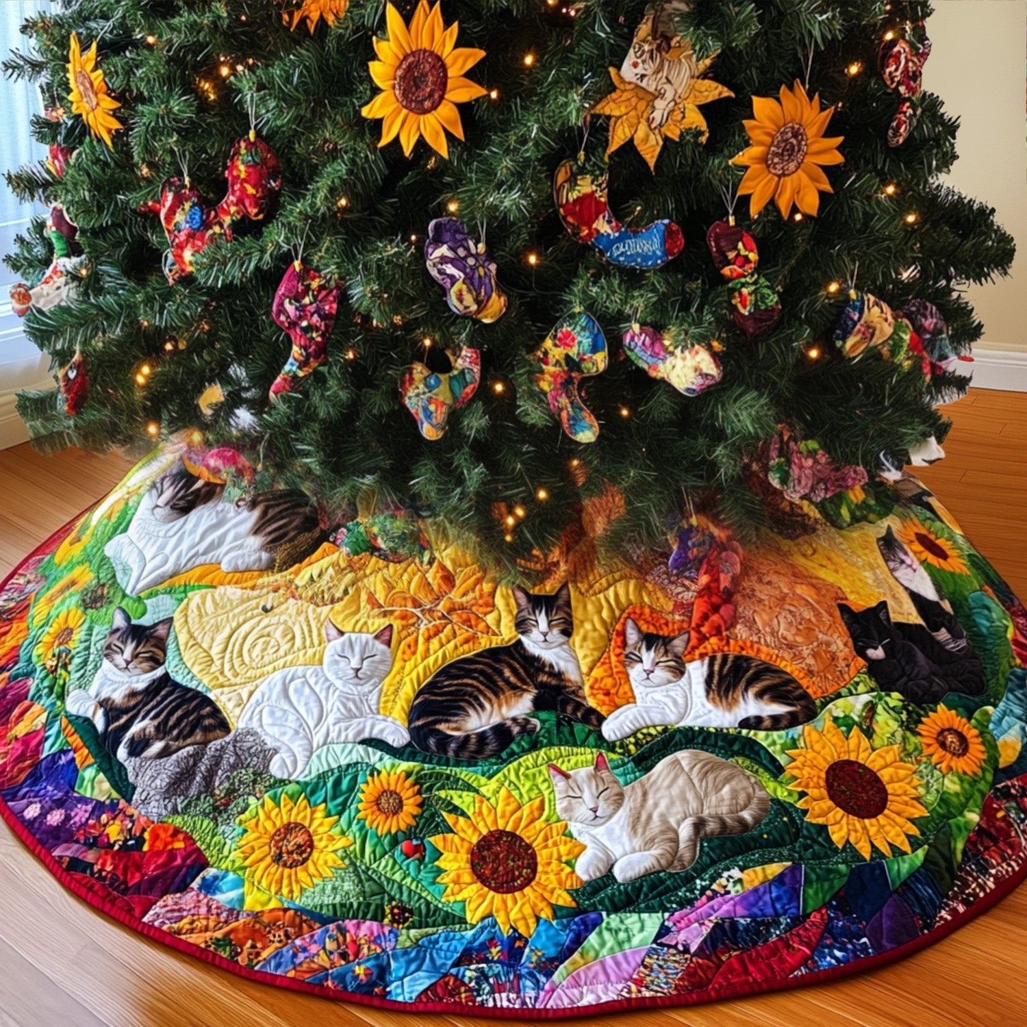 Meow Magic Quilted Christmas Tree Skirt NCU0PT2362