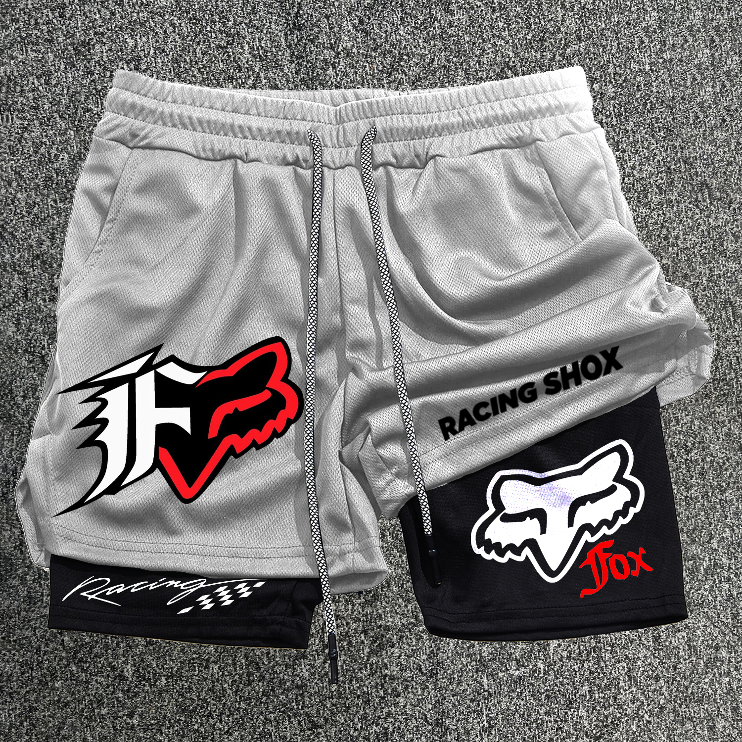 Racing Design Double Layer Shorts / TECHWEAR CLUB / Techwear