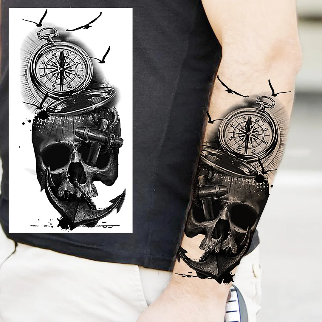 Sdrawing Praying Cross Temporary Tattoos For Men Adults Realistic Wolf Tiger Compass Skull Fake Tattoo Sticker Forearm Tatoos Arm